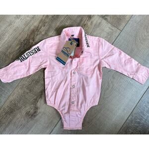 NWT Resistol Infant 6‎ Months Pink Button-Down Rodeo Shirt Onesie